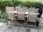 6 Teak Stoelen - Verstelbare Leuning, Ophalen, Gebruikt, 6 zitplaatsen, Teakhout