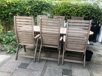 6 Teak Stoelen - Verstelbare Leuning beschikbaar voor biedingen