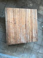 Industriele, houten, tafel op wielen, Ophalen, Vierkant, 50 tot 100 cm, Zo goed als nieuw