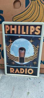 Vintage Philips Radio Reclamebord, Ophalen of Verzenden, Gebruikt, Reclamebord