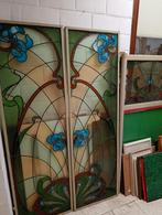 Prachtset in glas in lood, Ophalen, Glas, Binnendeur, 200 tot 215 cm