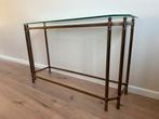 Messing en glazen console tafel – Hollywood Regency stijl, Ophalen, 100 tot 150 cm, Onbekend, Zo goed als nieuw