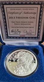 1 oz .999 silver shield / silver bullet Freedom Girl 2013, Ophalen, Zilver