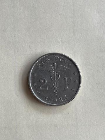 Zeldzame Belgische 2F Munt 1923 beschikbaar voor biedingen