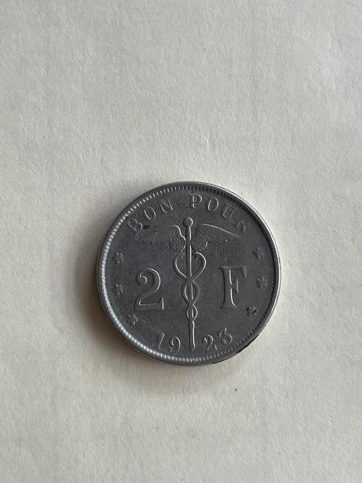 Zeldzame Belgische 2F Munt 1923, Postzegels en Munten, Munten | België, Losse munt, Zilver, Ophalen of Verzenden