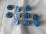 blauwe bewerkte knoop, 10 stuks, ø 23 mm, kunststof., Verzenden, Zo goed als nieuw, Knoop of Knopen