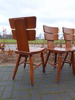 Vintage Brutalist stoelen, volhouten stoelen, zadelzitting, Vijf, Zes of meer stoelen, Gebruikt, Ophalen of Verzenden, Vintage retro Brutalist jaren zestig zeventig