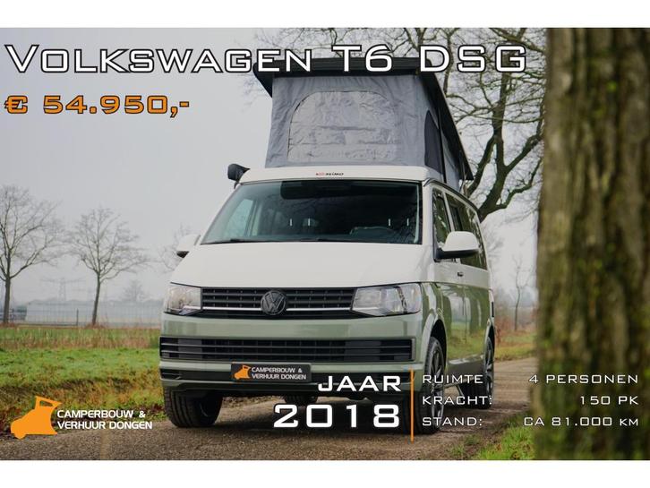 Volkswagen T6 DSG 4 pers camper bj 2018, Caravans en Kamperen, Campers, Bedrijf, tot en met 4, Buscamper of Camperbus, Volkswagen