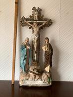 Antiek Kruisbeeld met Maria en Johannes, Antiek en Kunst, Antiek | Religie, Ophalen of Verzenden