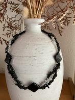 Ketting met zwarte onyx en bergkristal, Sieraden, Tassen en Uiterlijk, Kettingen, Ophalen of Verzenden, Nieuw, Zwart, Steen of Mineraal