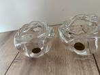 2 waxinelichthouders Adria loodkristal kristal zgan!, Huis en Inrichting, Overige materialen, Wit, Ophalen of Verzenden, Zo goed als nieuw
