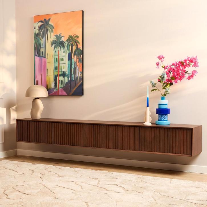Tv meubel madison walnut 240 cm, Huis en Inrichting, Kasten | Televisiemeubels, Zo goed als nieuw, Minder dan 100 cm, 200 cm of meer