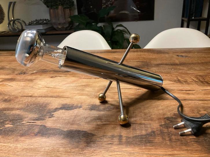 Vintage Design Lamp Space Age, Huis en Inrichting, Lampen | Tafellampen, Gebruikt, Minder dan 50 cm, Metaal, Ophalen of Verzenden