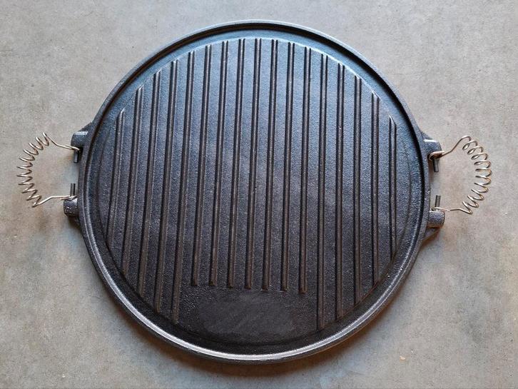 Gietijzeren Grillplaat / Plancha - 42cm, Huis en Inrichting, Keuken | Potten en Pannen, Nieuw, Koekenpan of Braadpan, Gietijzer