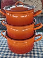 3 emaille pannen uit grootmoederstijd, Antiek en Kunst, Antiek | Emaille, Ophalen of Verzenden