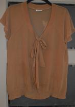 Blouse feestelijk beige strik voile dunne stof maat 46-48., V&D, Ophalen of Verzenden, Zo goed als nieuw, Blouse of Tuniek