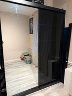 Zwarte kledingkast met spiegeldeuren, Huis en Inrichting, Kasten | Kledingkasten, Ophalen, Overige materialen, 100 tot 150 cm