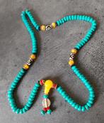 Turquase kralen ketting met 3 dzi kralen, Antiek en Kunst, Kunst | Niet-Westerse kunst, Verzenden