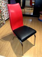 Leren stoelen / eetkamerstoelen rood zwart, Ophalen, Twee, Leer, Zo goed als nieuw