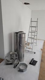 Dubbelwandige Kachelpijp / Rookkanaal + Kap voor op dak, Ophalen, Gebruikt, Hout, Houtkachel