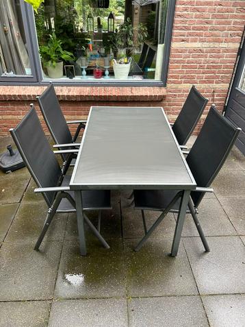 4 zwarte tuinstoelen inklapbaar - verstelbare rugleuning beschikbaar voor biedingen