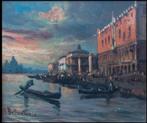 Venetie, met zicht op San Marco Plein, olieverfschilderij., Antiek en Kunst, Ophalen of Verzenden