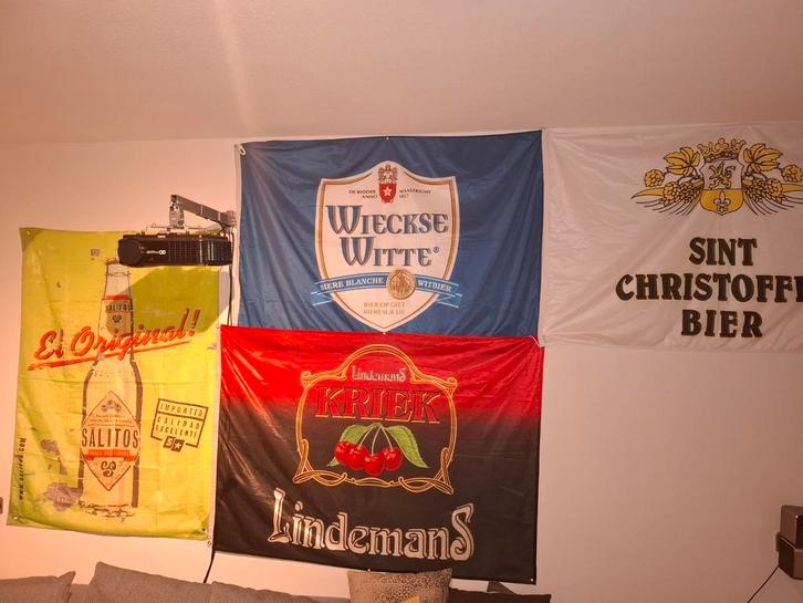 Vier grote bier vlaggen-/banners, Diversen, Vlaggen en Wimpels, Ophalen of Verzenden