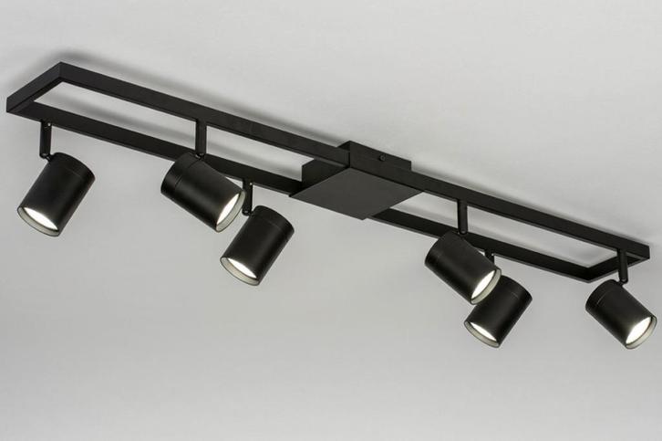 plafondlamp spots zwart 94 cm a 98cm of wit rvs 6 lichts, Huis en Inrichting, Lampen | Spots, Nieuw, Metaal of Aluminium, Led