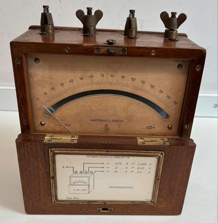 Antieke Hartmann & Braun AMPÈREMETER, Antiek en Kunst, Curiosa en Brocante, Ophalen