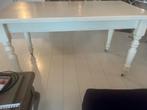 Witte houten tafel op wieltjes, Huis en Inrichting, Tafels | Eettafels, Ophalen, Gebruikt, 100 tot 150 cm, Vijf personen of meer