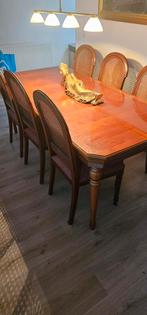 Kersenhouten eettafel + 6 stoelen - uitschuifbaar, Huis en Inrichting, Tafels | Eettafels, Ophalen, Gebruikt, Klassiek, 50 tot 100 cm