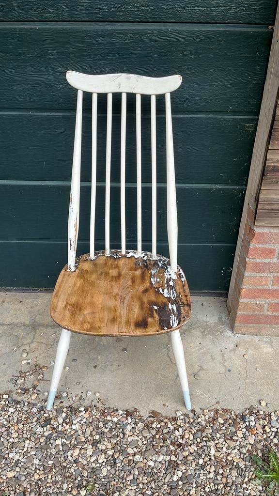 Vintage Tapiovaara Spijlenstoel Laag Model, Tuin en Terras, Tuinstoelen, Gebruikt, Hout, Ophalen