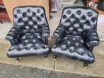 2 Chesterfield fatboy fauteuils zwart + GRATIS BEZORGING, Nieuw, Chesterfield, Leer, Ophalen of Verzenden