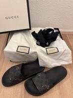 Gucci GG Supreme Tiger Slippers – Maat 42 – Zwart, Kleding | Heren, Schoenen, Slippers, Zwart, Ophalen of Verzenden, Zo goed als nieuw
