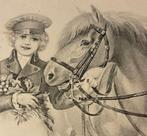 bl 1908 meisje met rijpony paard mooie getekende kaart, Ophalen of Verzenden, Voor 1920, Gelopen, Overige thema's