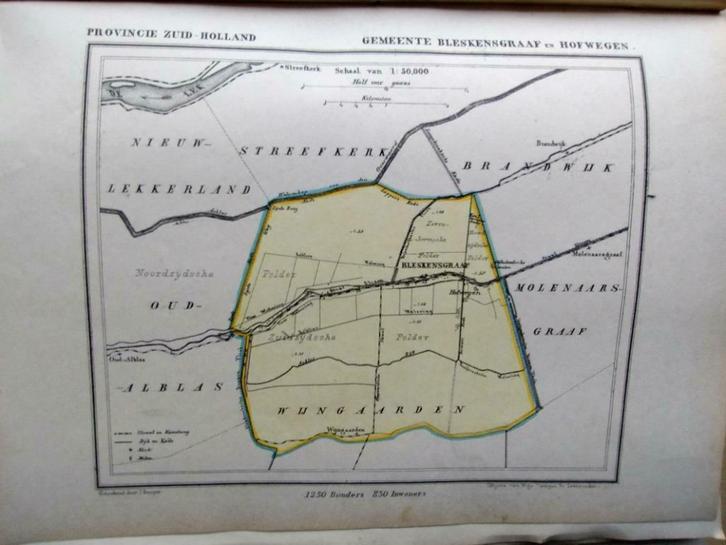 021 / Bleskensgraaf en Hofwegen   Litho Kuyper ZH, Antiek en Kunst, Kunst | Litho's en Zeefdrukken, Ophalen of Verzenden