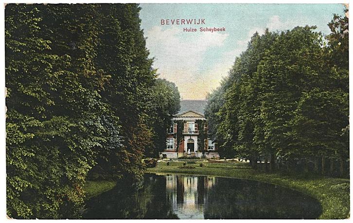 959981 Beverwijk NH 1909 Huize Scheybeek Gelopen m postzegel, Verzamelen, Ansichtkaarten | Nederland, Gelopen, Noord-Holland, Voor 1920