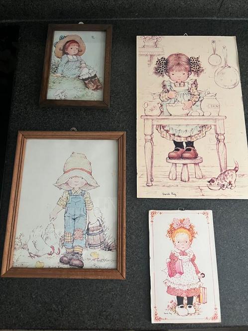 Sarah Kay Lijstjes - Vintage Kunst Setje Kinderen Landelijk, Antiek en Kunst, Kunst | Overige Kunst, Ophalen of Verzenden