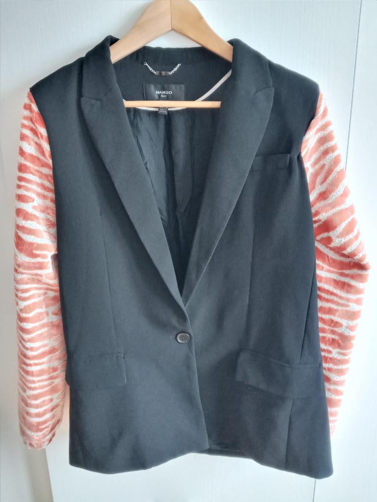 M apart colbert zwart mouwen crème oranje dessin koningsdag, Mango, Zwart, Maat 42/44 (L), Ophalen of Verzenden