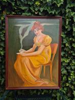 meisje met chocolade,  alfons mucha,  handgeschilderd, Antiek en Kunst, Ophalen