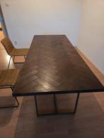 Dutchbone Class Eettafel Visgraat – 220 x 90 cm – Bruin, Huis en Inrichting, Ophalen, Gebruikt, 100 tot 150 cm, Metaal