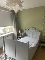 Antiek bed / twijfelaar, Huis en Inrichting, Slaapkamer | Bedden, 190 cm of minder, Twijfelaar, Grijs, Hout