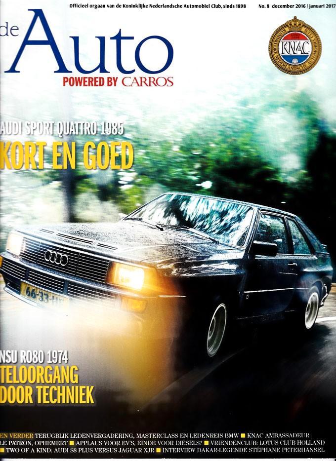 De Auto 8 2016 : NSU RO80 - Audi Sport Quattro / RS3 / R8, Boeken, Auto's | Folders en Tijdschriften, Gelezen, Algemeen, Ophalen of Verzenden