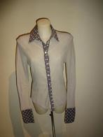 Marccain stretch blouse zijden stippen accenten 36/38, Kleding | Dames, Blouses en Tunieken, Gedragen, Grijs, Maat 36 (S), Verzenden