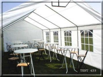 Te hhur stevige partytenten 3x6m en 4x8m,sta0TAFEL,kACHEL ED beschikbaar voor biedingen