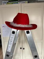 Rode Cowboy Hoed met Witte Rand, Ophalen, Gedragen, One size fits all, Hoed