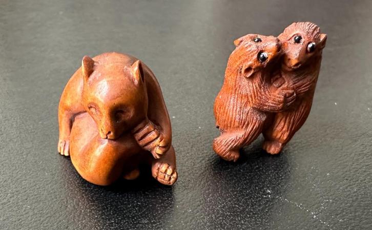 Ojimes van beren in buxushout, Antiek en Kunst, Kunst | Niet-Westerse kunst, Ophalen of Verzenden