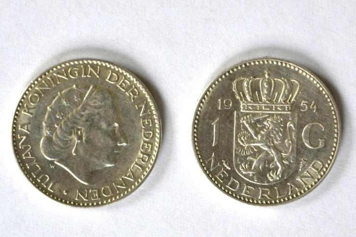 Zilveren Gulden 1955, Postzegels en Munten, Munten | Nederland, Losse munt, 1 gulden, Koningin Juliana, Zilver, Ophalen of Verzenden