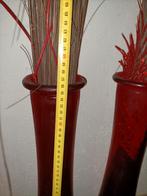 2 rode grote vazen met rechte kunst takken, ., Ophalen of Verzenden, ., Minder dan 50 cm