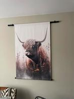 Stoer Canvas doek bull /schotse hooglander/stier 140 x 90 cm, Ophalen, 125 cm of meer, Zo goed als nieuw, Schilderij